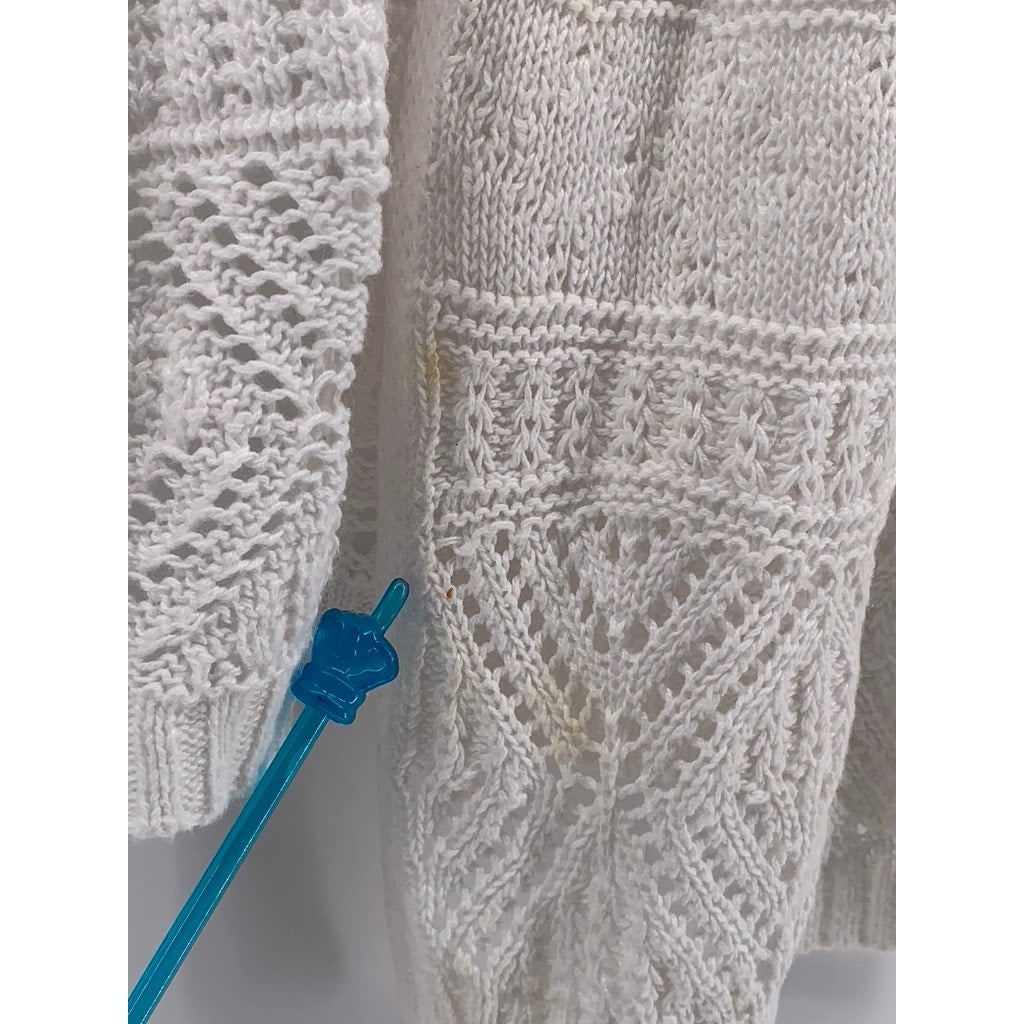 ST. JOHN'S BAY Women's Petite Cream Open-Knit Cardigan SZ P/XL