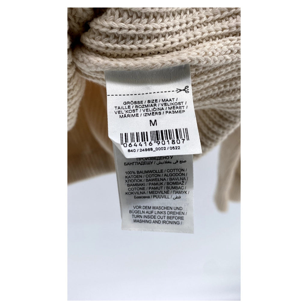 UNBRANDED Women's Wide-Neck Beige Knit Sweater With Waist Ties SZ M