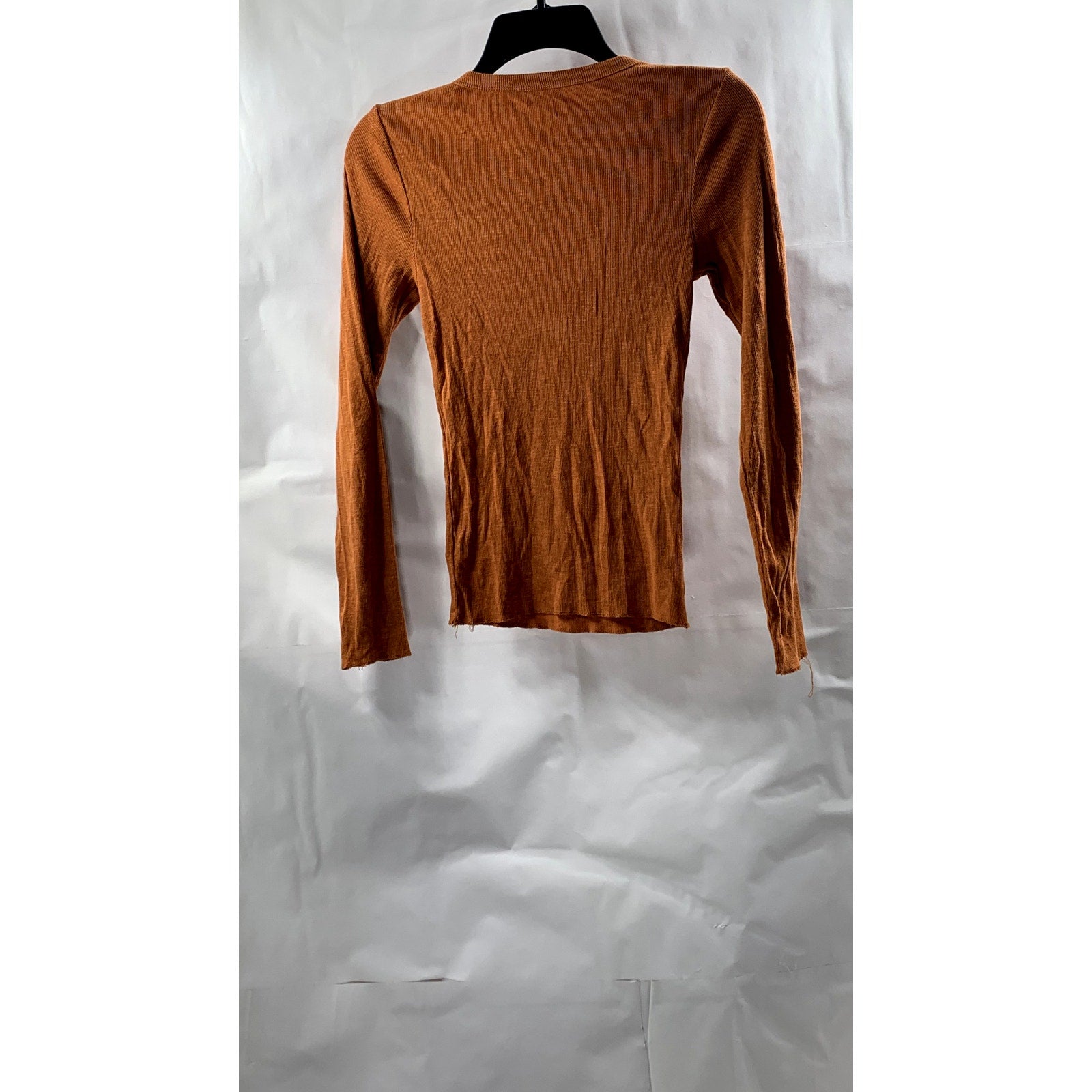 WILD FABLE X TARGET Women's Burnt Orange Crewneck Ribbed Long Sleeve Top SZ 2XS