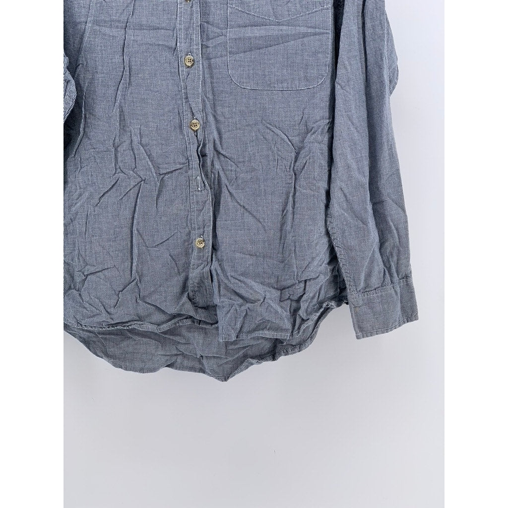 COWGIRL HARDWARE Women's Blue Houndstooth Long Sleeve Button-Up Top SZ M