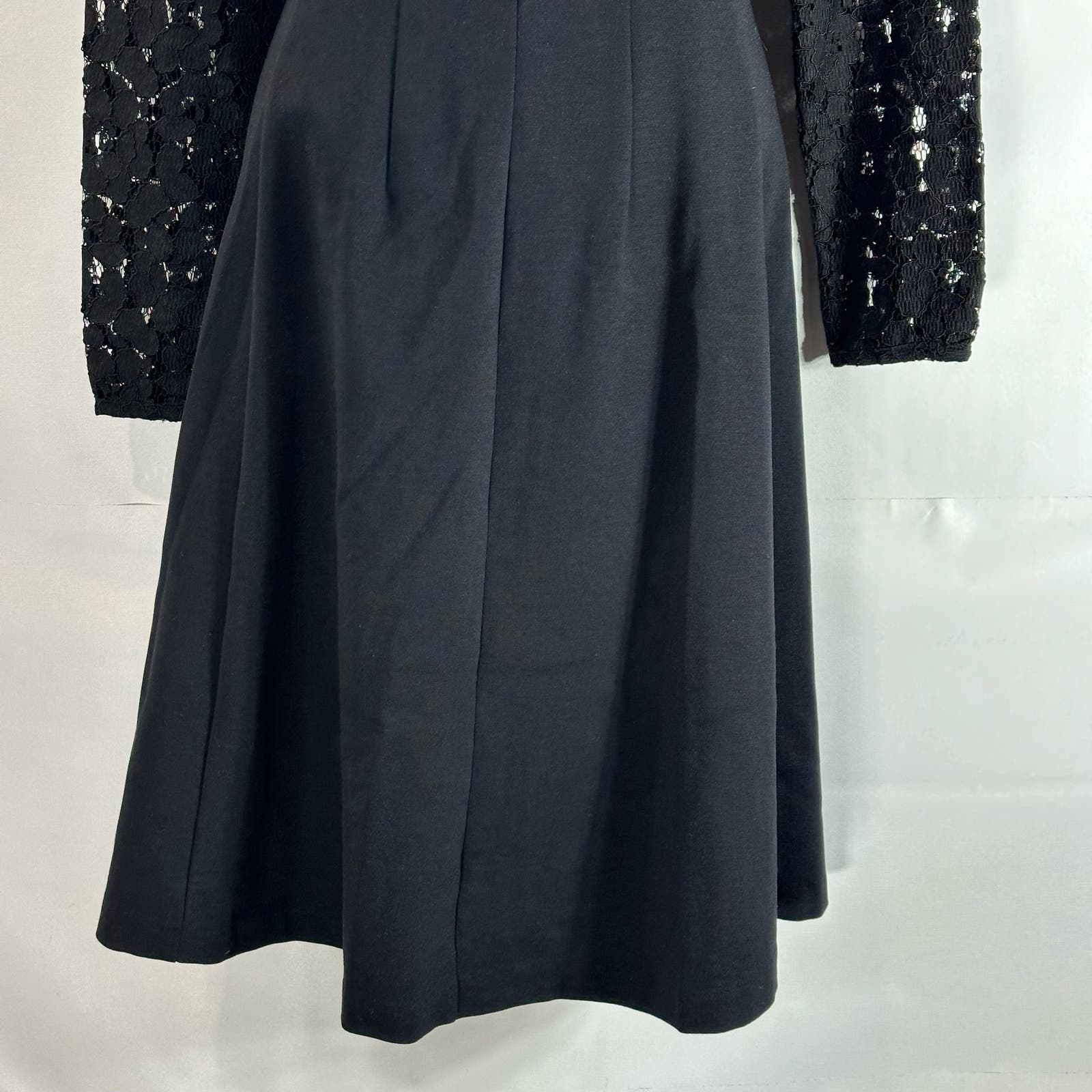 BODEN Women's Black Selena Long Lace Sleeve Fit & Flare Knee-Length Dress SZ 8L