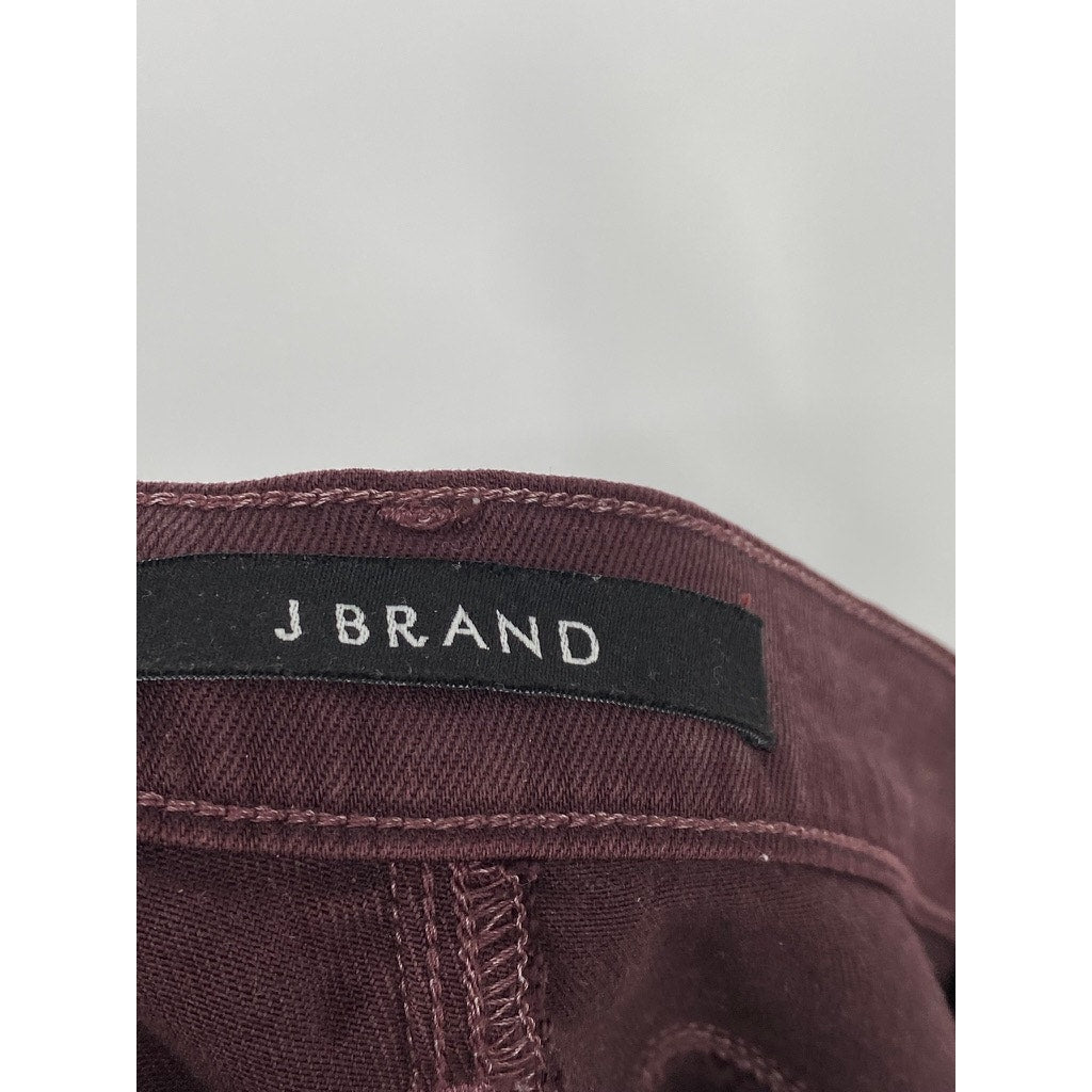 J BRAND Women's Burgundy Coated Super Skinny Lacq Pinot Jeans SZ 27