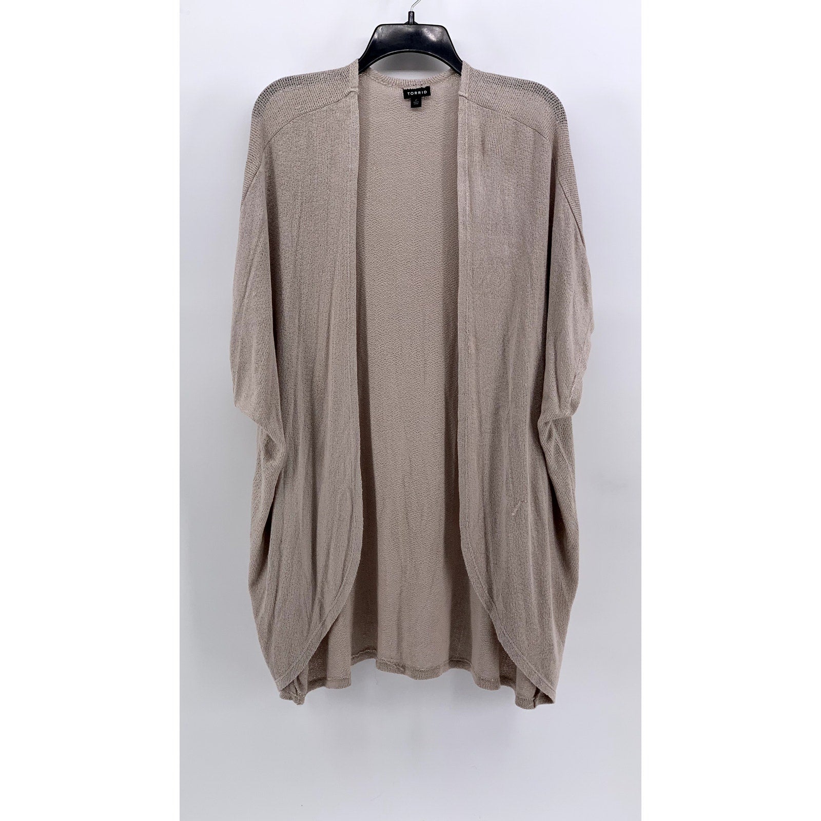 TORRID Women's Plus Beige Short Sleeve Cocoon Open-Front Cardigan SZ 2