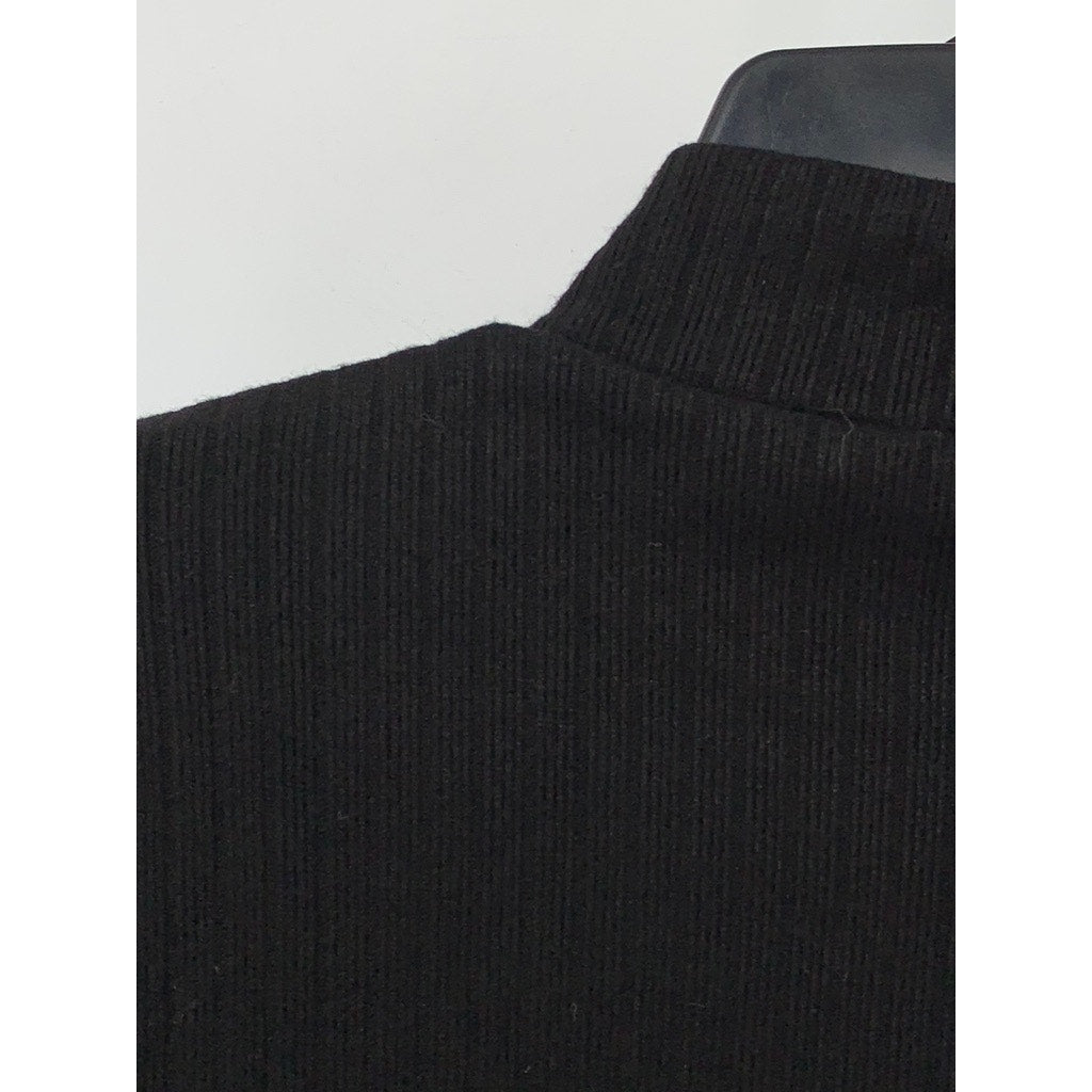 ZARA Women's Black Ribbed Mock-Neck Elbow Sleeve Top SZ M