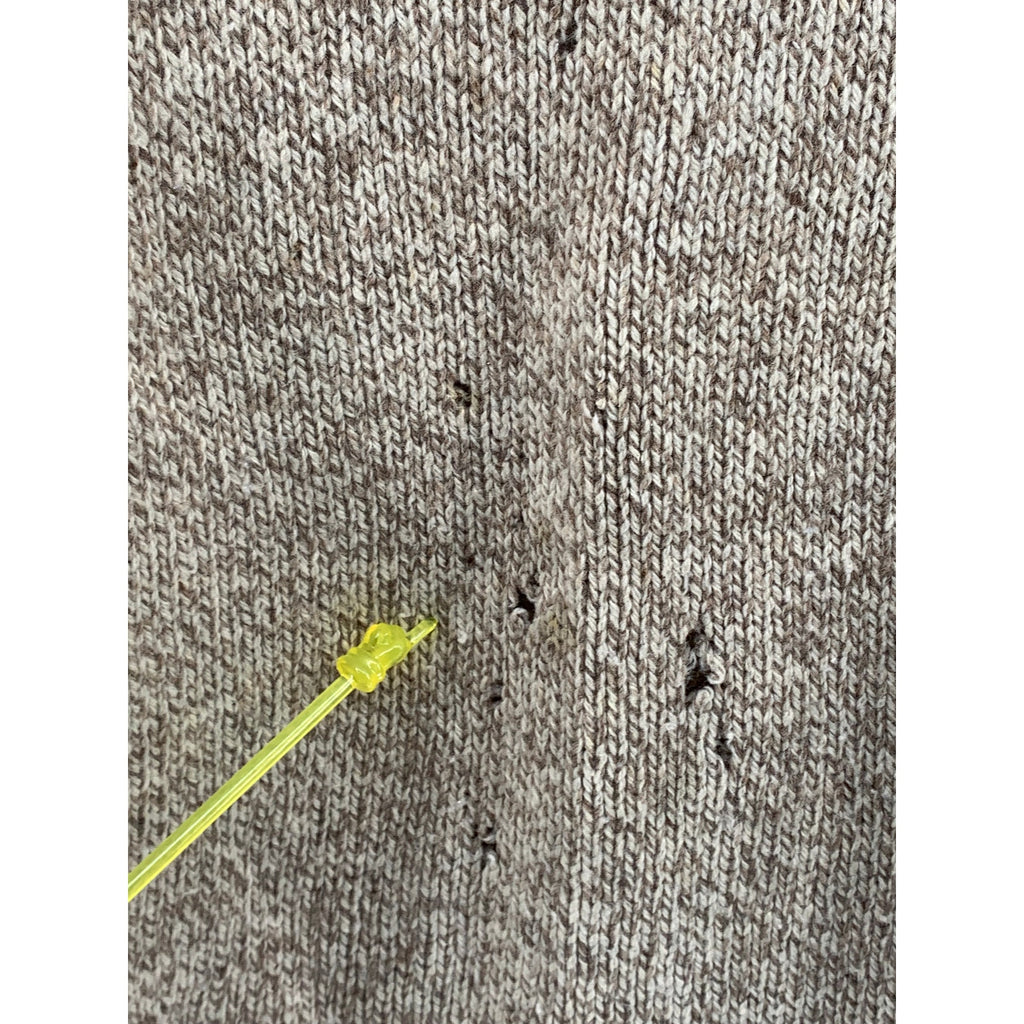 LANDS END Men's Vintage Tan Wool Crewneck Fisherman Knit 90's Sweater SZ M