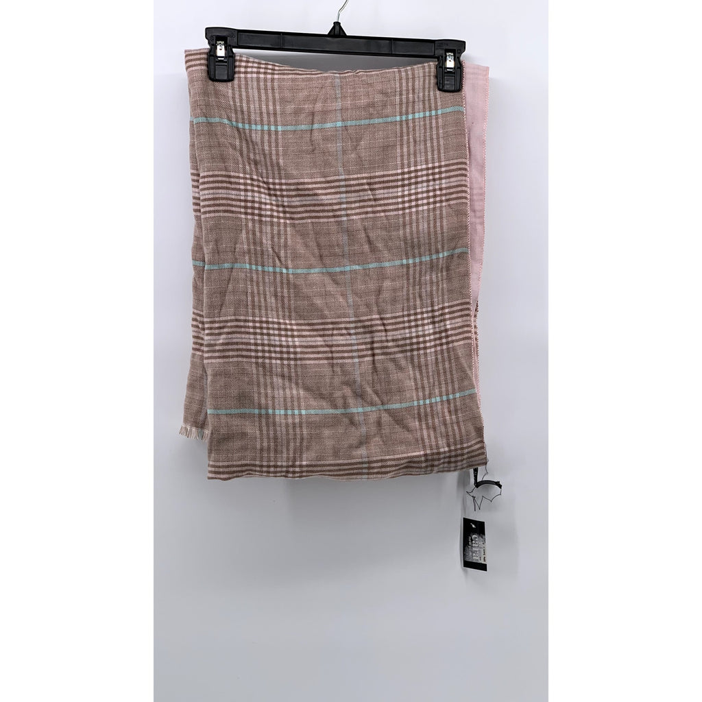 CARA NEW YORK Women's Pink-Brown Plaid Fringe Shawl