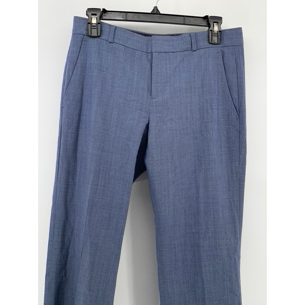 BANANA REPUBLIC Women's Blue Wool-Blend Logan Straight Leg Flat Front Pants SZ 2