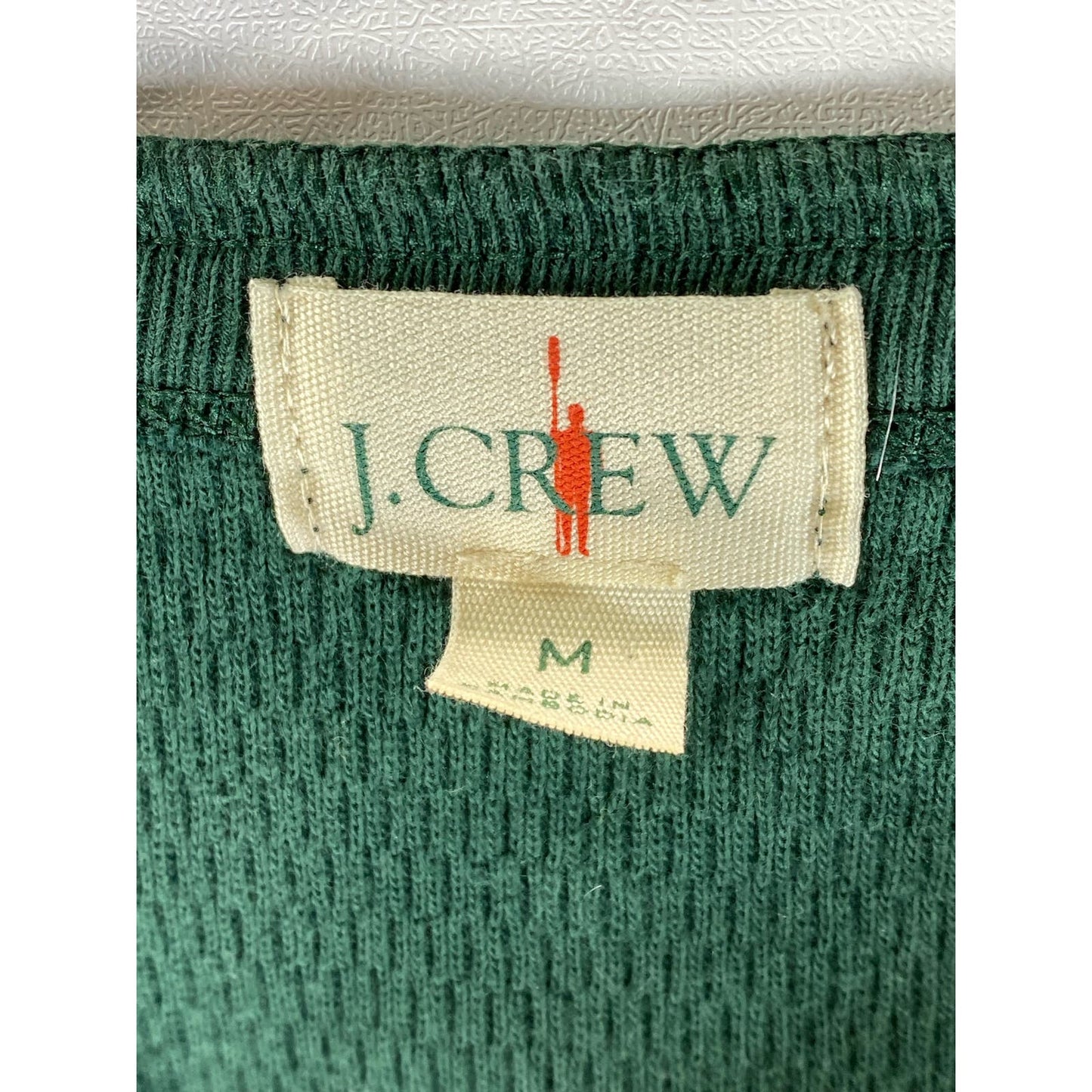 J.CREW Men's Dark Green Cotton Waffle-Knit Pullover Henley T-Shirt SZ M