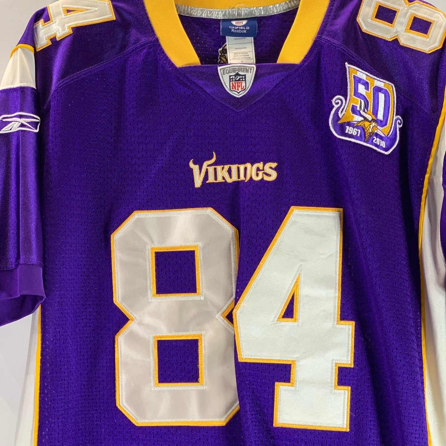 REEBOK ONFIELD Men's Purple Minnesota Vikings #84 Randy Moss NFL Jersey SZ 48