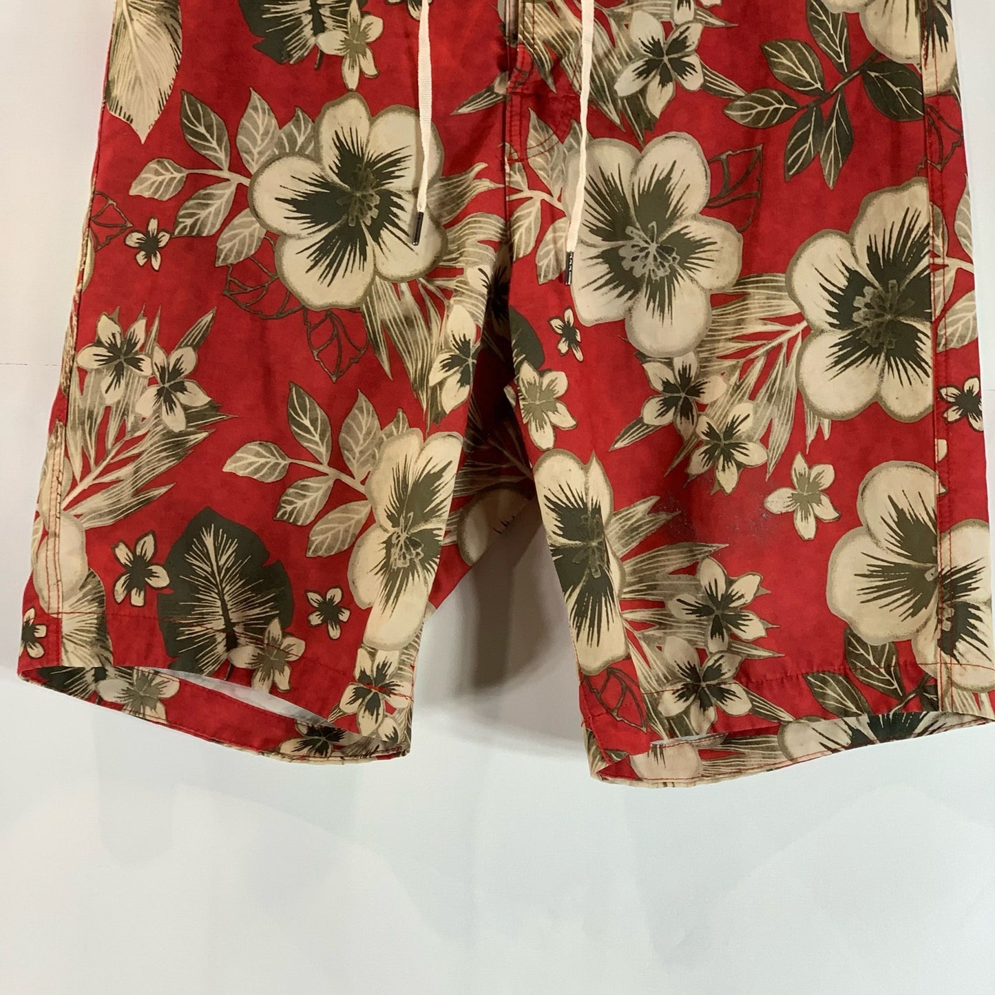 ABERCROMBIE & FITCH Men's Red Floral Tropical Pull-On Board Shorts SZ 29