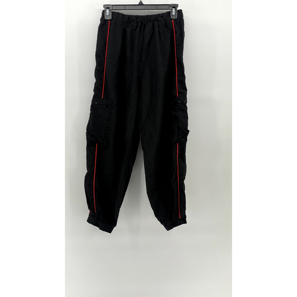 SHIEN Women's Black-Red Striped Pull-On Active Cargo Jogger Pants SZ M(US6)