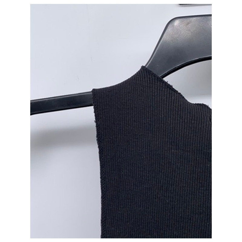ZARA Women's Black Ribbed Scoop-Neck Raw-Trim Sleeveless Cropped Top SZ S