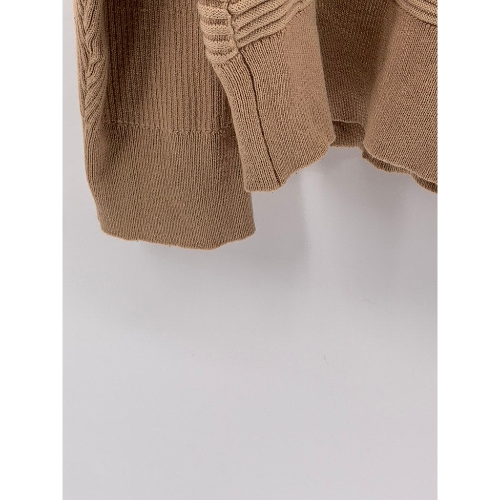 CABLE & GAUGE Women's Tan Ribbed Mock-Neck Long Sleeve Sweater SZ 1X