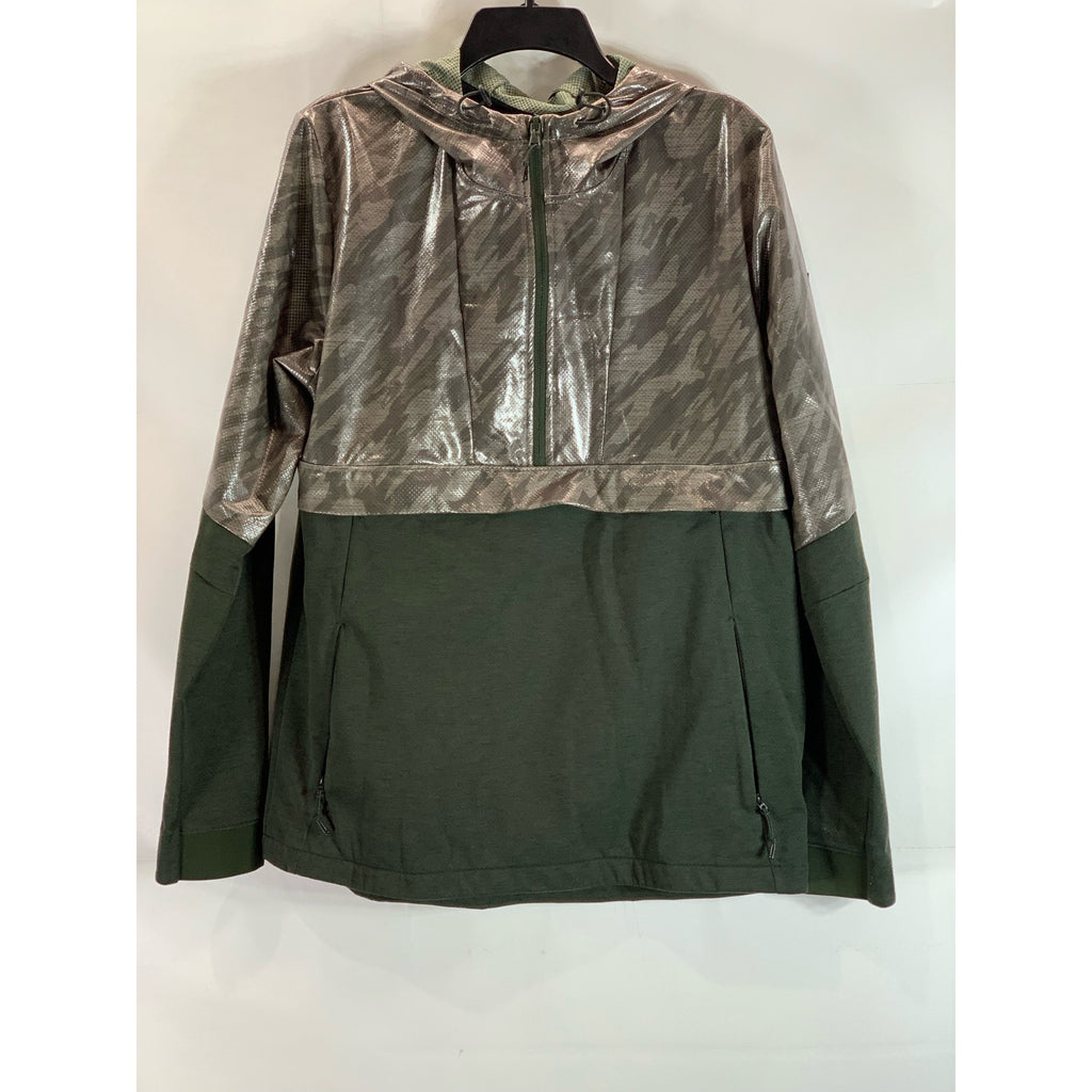 UNDER ARMOUR Men's Green UA Hybrid Anorak Hooded Pullover Windbreaker Jacket SZL
