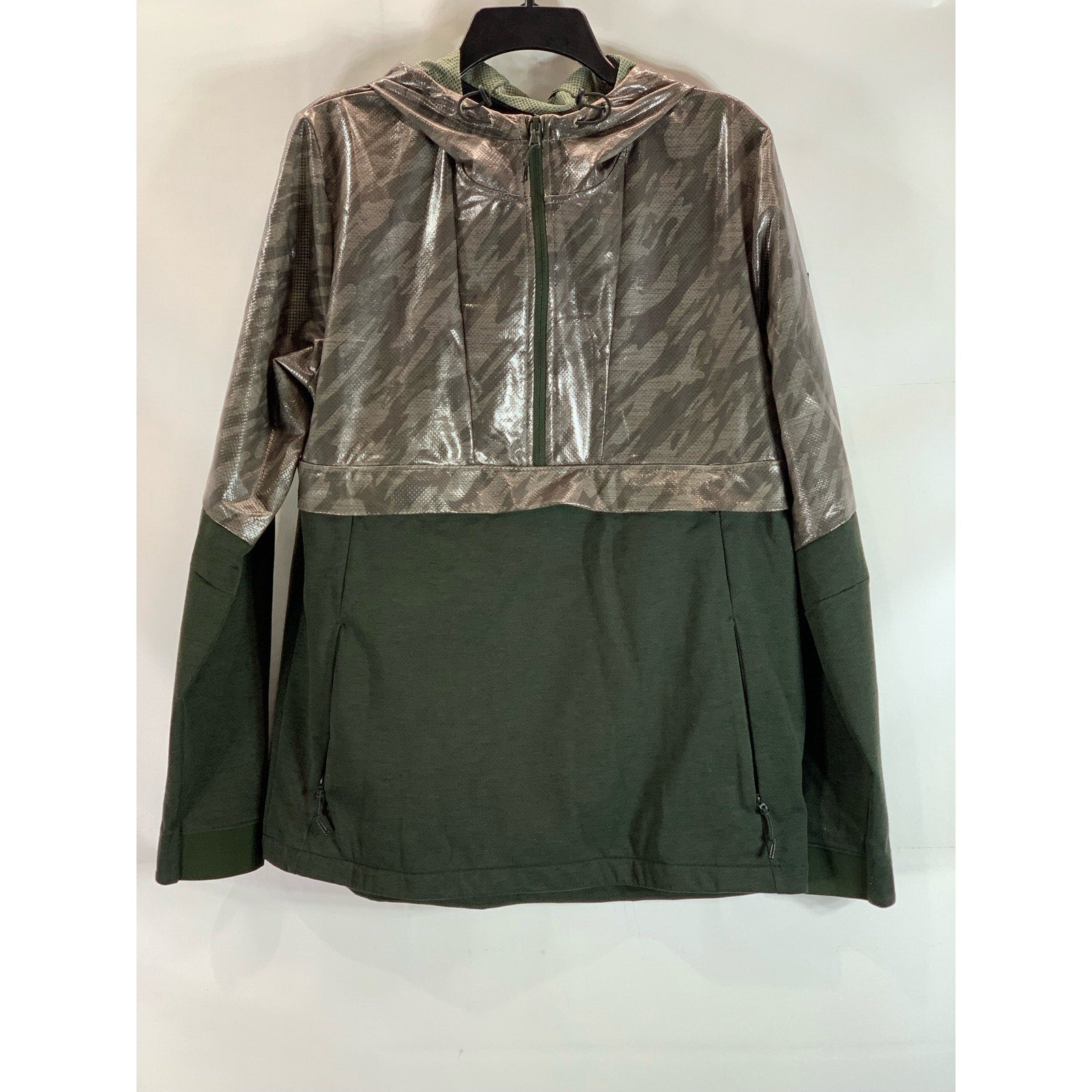 UNDER ARMOUR Men's Green UA Hybrid Anorak Hooded Pullover Windbreaker Jacket SZL