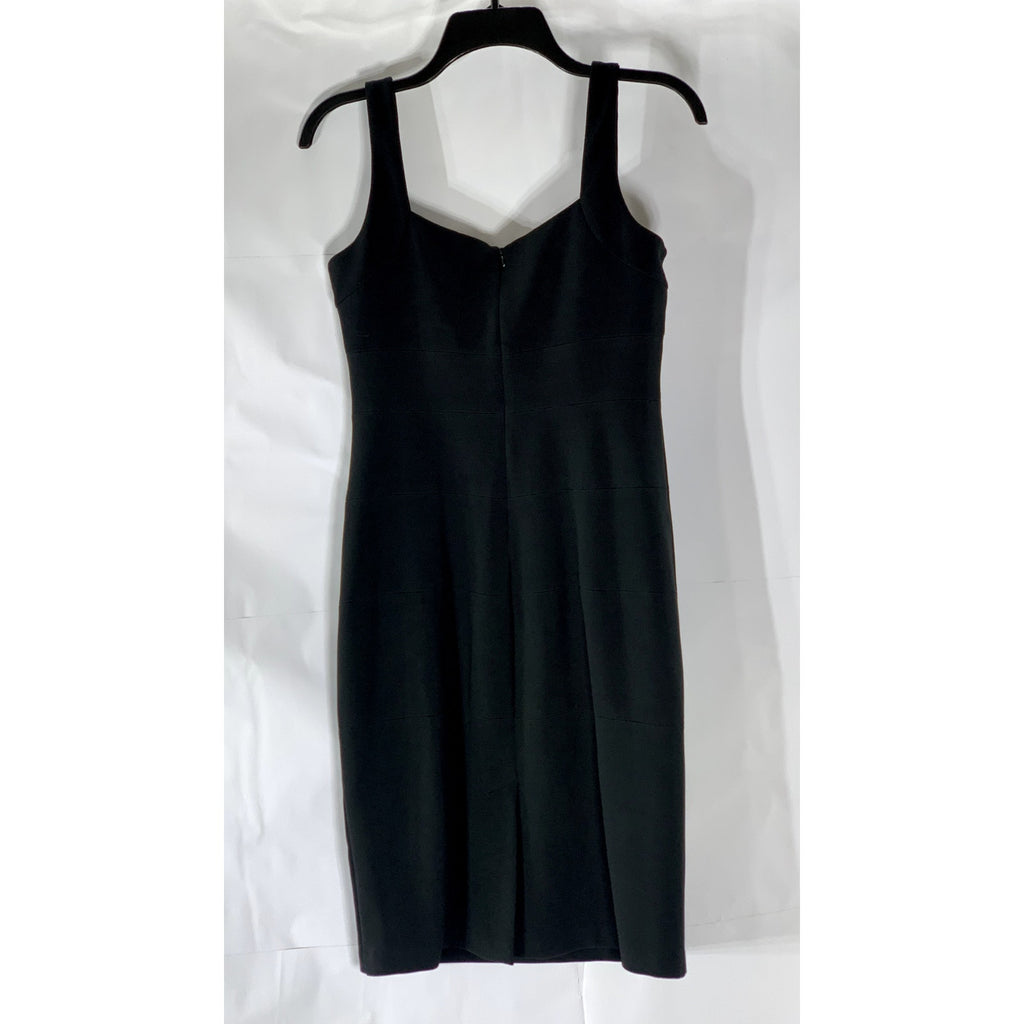 SANGRIA Women's Black Layered Straight-Neck Bodycon Mini Cocktail Dress SZ 4