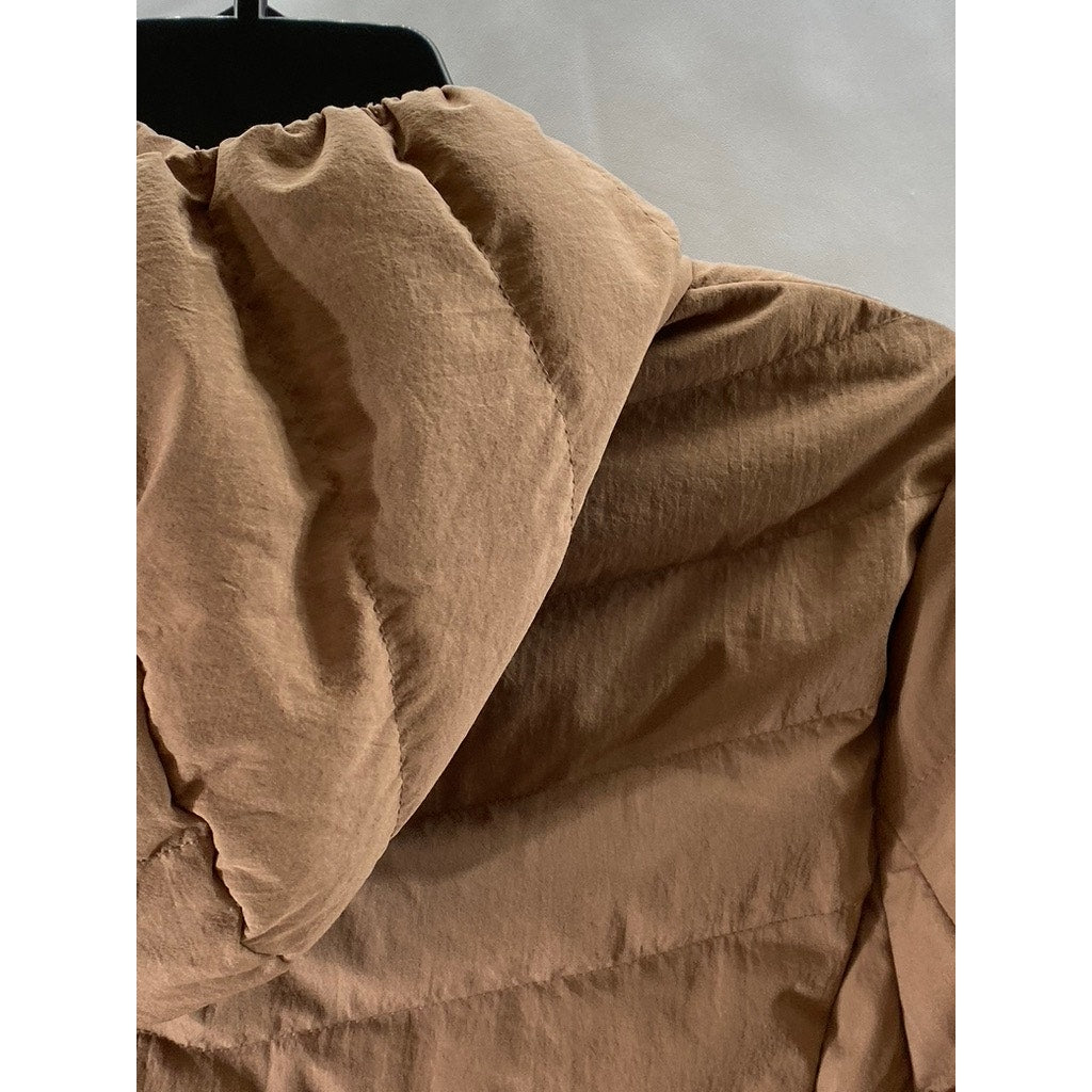 32 DEGREES HEAT Women's Salmon Pink Zip-Up Hooded Puffer Jacket SZ S