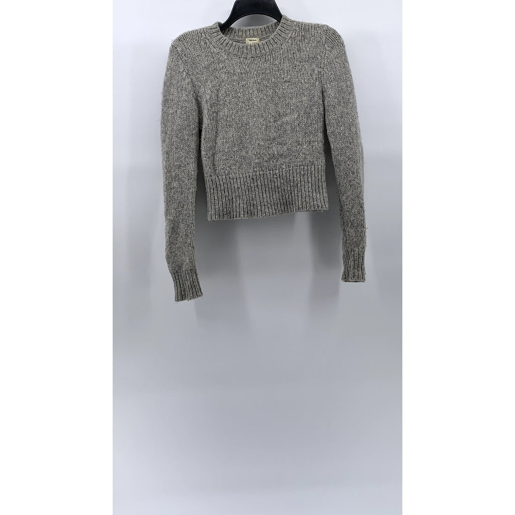 TALULA Women's Gray Heather Crewneck Alpaca Blend Long Sleeve Knit Sweater SZ XS