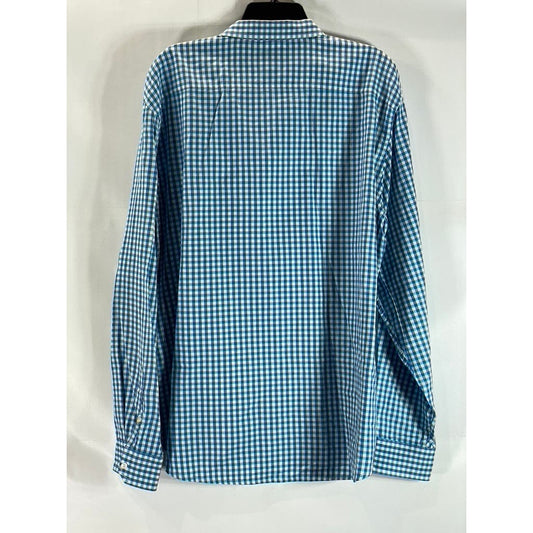 A|X ARMANI EXCHANGE Men's Blue Mini Check Regular-Fit Button-Up Shirt SZ XL