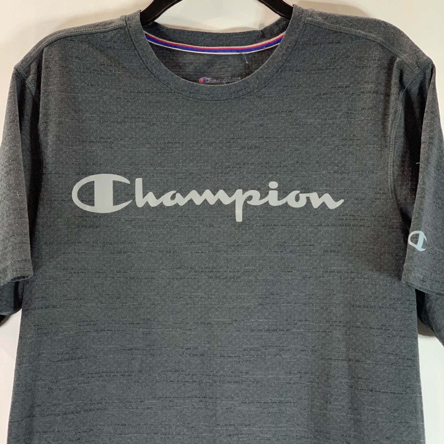 CHAMPION Men's Charcoal Graphic Script Double Dry Performance T-Shirt SZ M