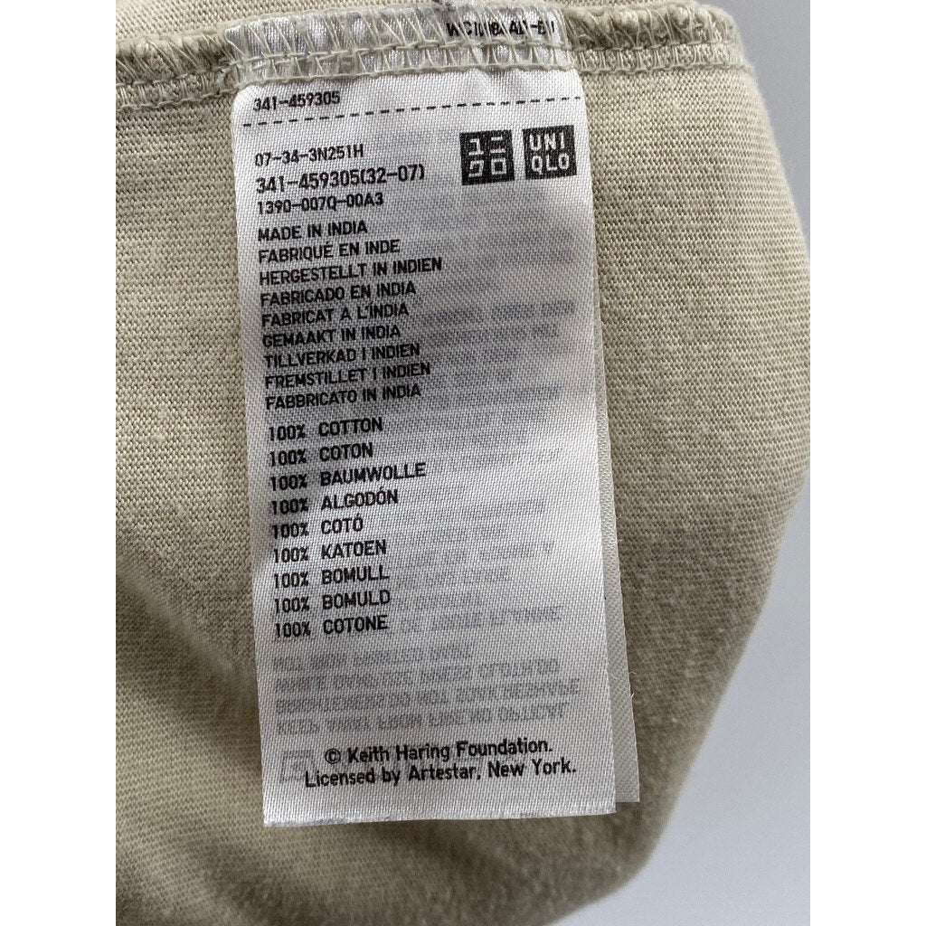 UNIQLO Unisex Adult Beige UT Archive Keith Haring Crewneck Graphic T-Shirt SZ M