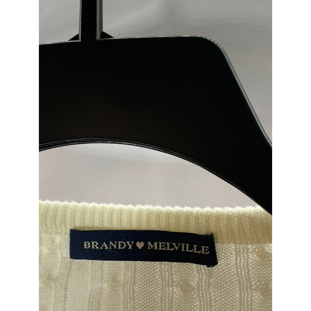 BRANDY MELVILLE Women's Cream Zoe Cable Knit Button-Up Cardigan SZ S/M