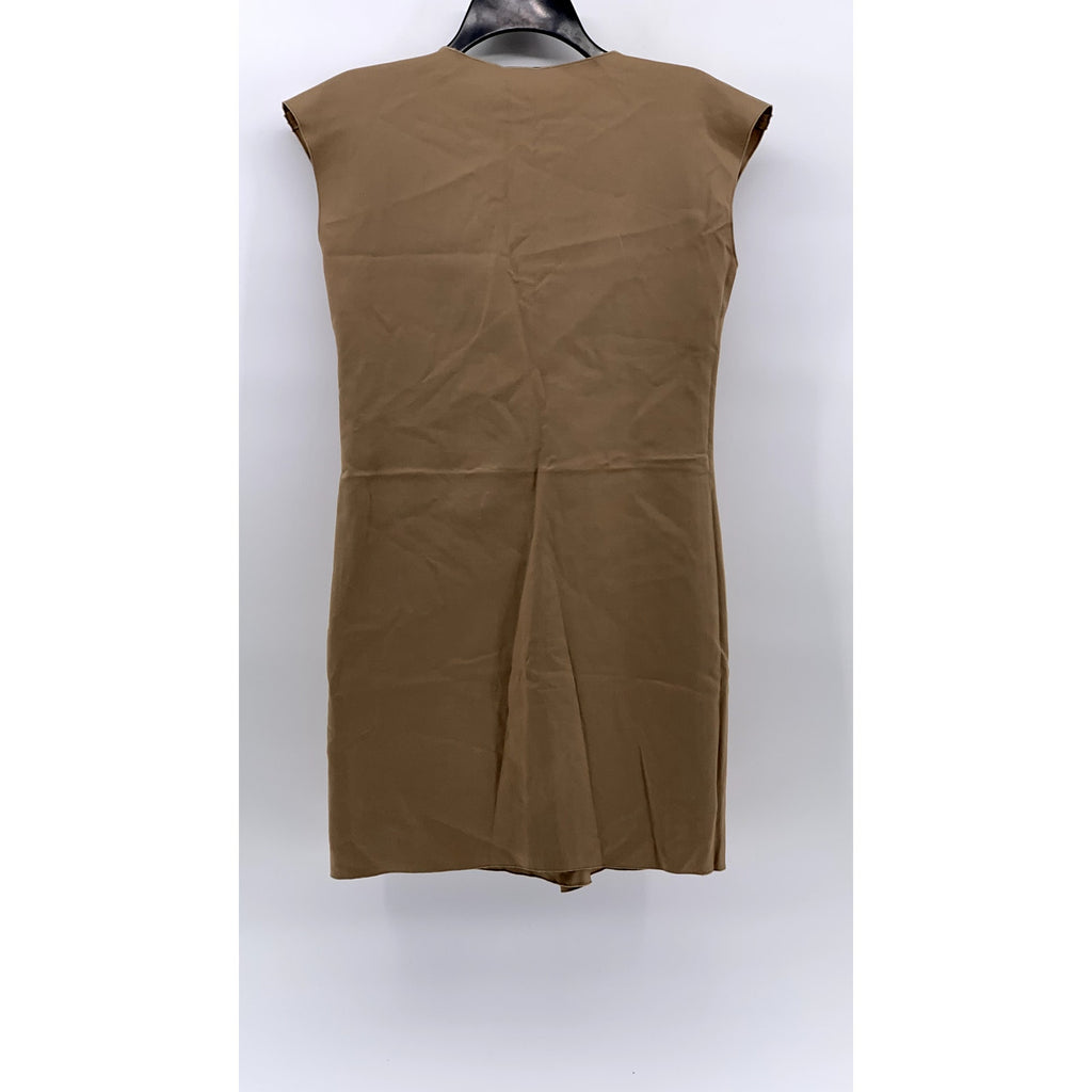 BALLY Women's Tan Pleated Short Sleeve Dress SZ US4
