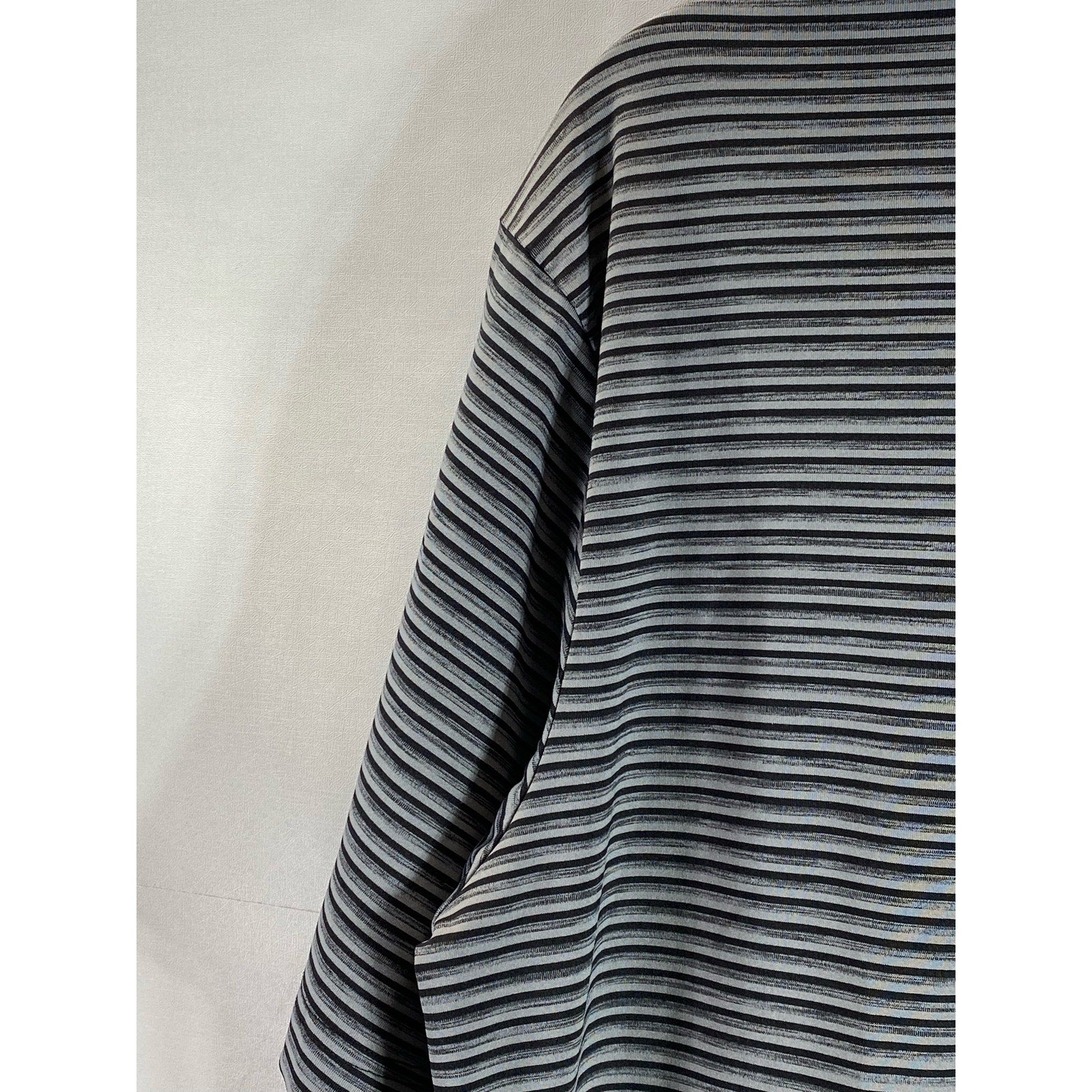 ADIDAS Men's Black/White Striped Regular-Fit Spread Collar Golf Polo SZ M