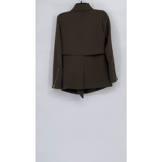 WILFRED Women’s Olive Green Mayet Asymmetrical Button-Up Moto Jacket SZ XS