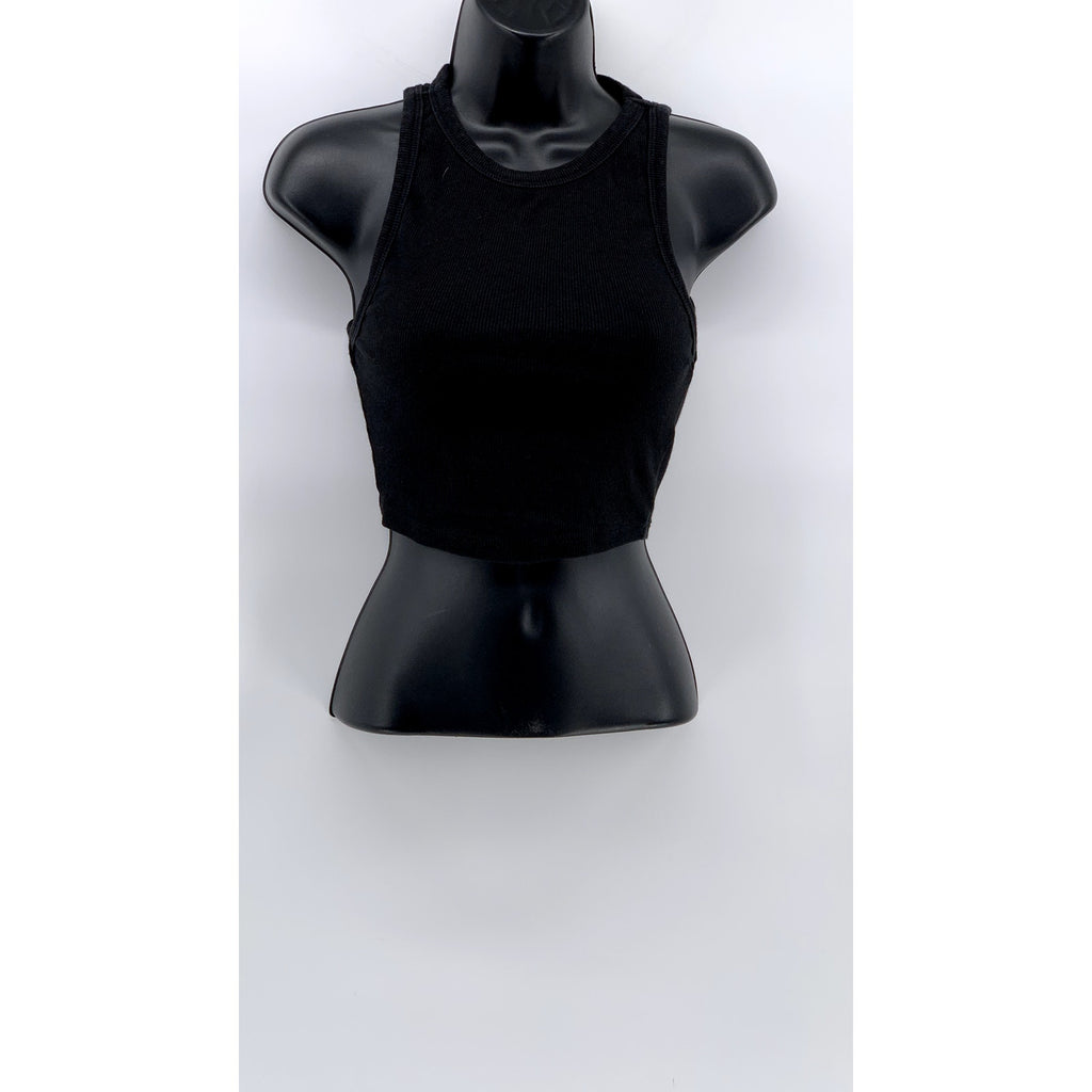 ZARA Women's Black Ribbed Cropped Tank Top SZ S