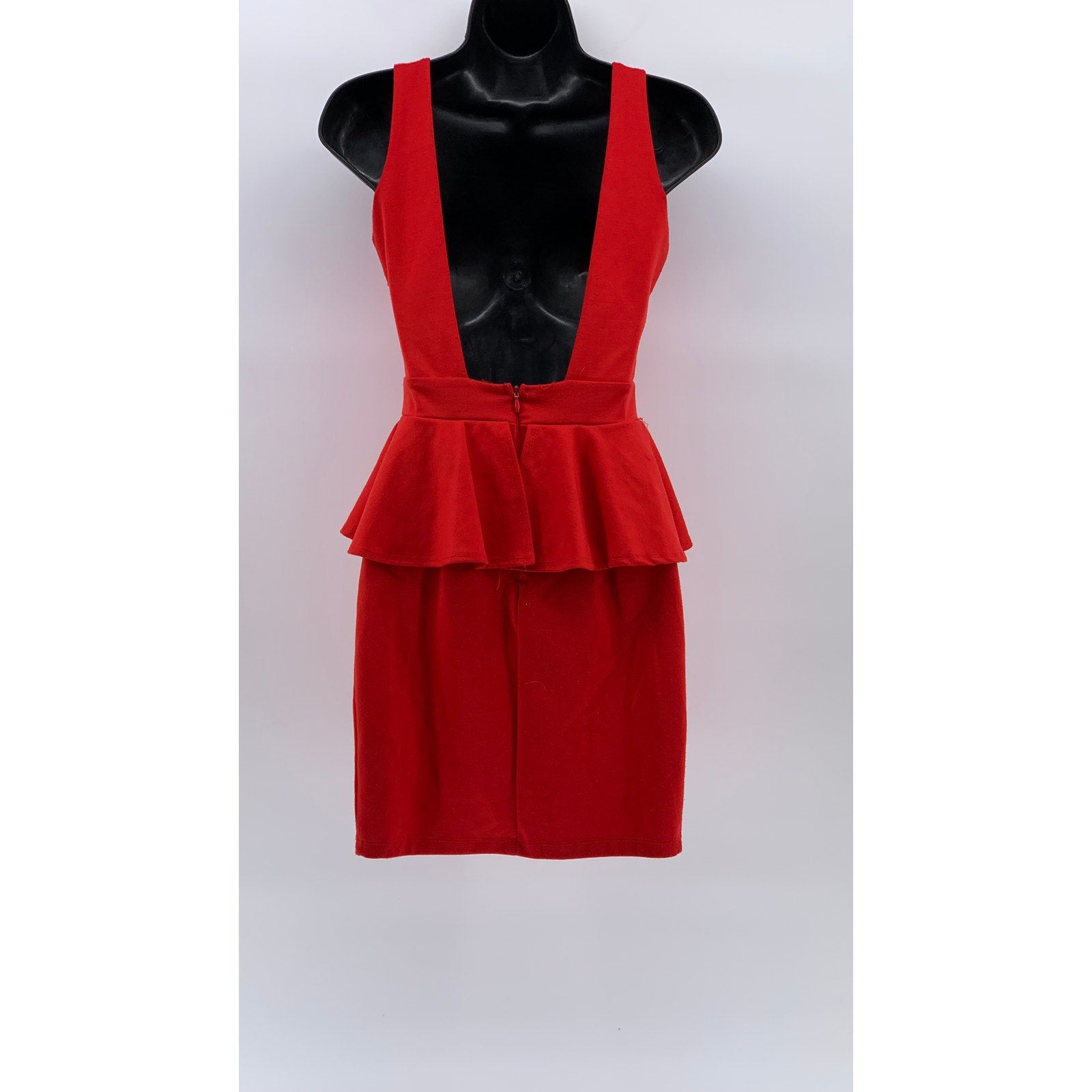 CHARLOTTE RUSSE Women's Red V-Neck Sleeveless Ruffle Bodycon Mini Dress SZ S