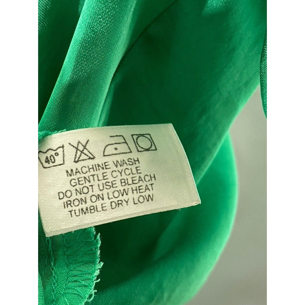 VIOLET & CLAIRE Women's Dark Green V-Neck Short Sleeve Side Slit Top SZ L