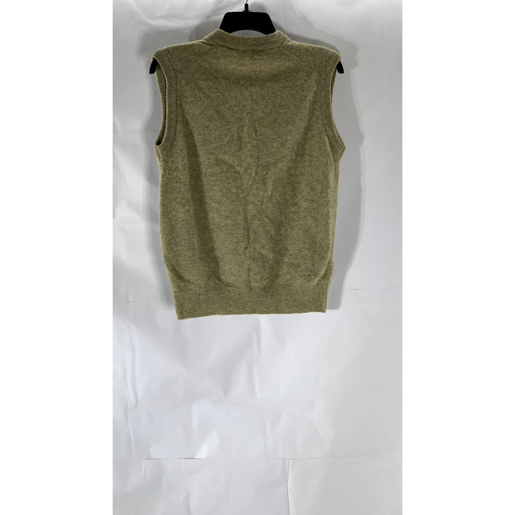 GERARD FORTIER Men’s Olive Green Wool-Blend V-Neck Button-Up Sweater Vest SZ2(S)
