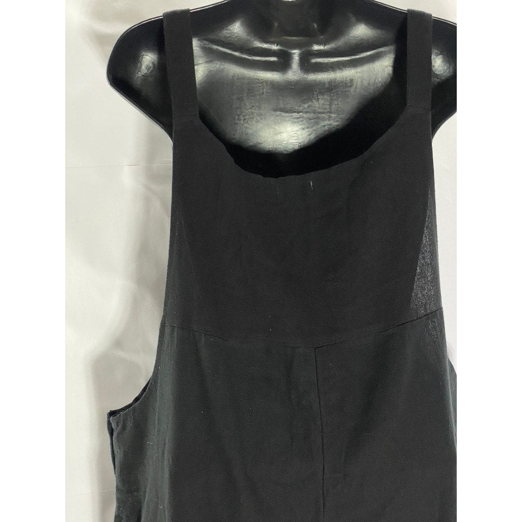 KAYA WEAR Women's Black Lightweight Button Strap Straight-Neck Overall SZ M/L