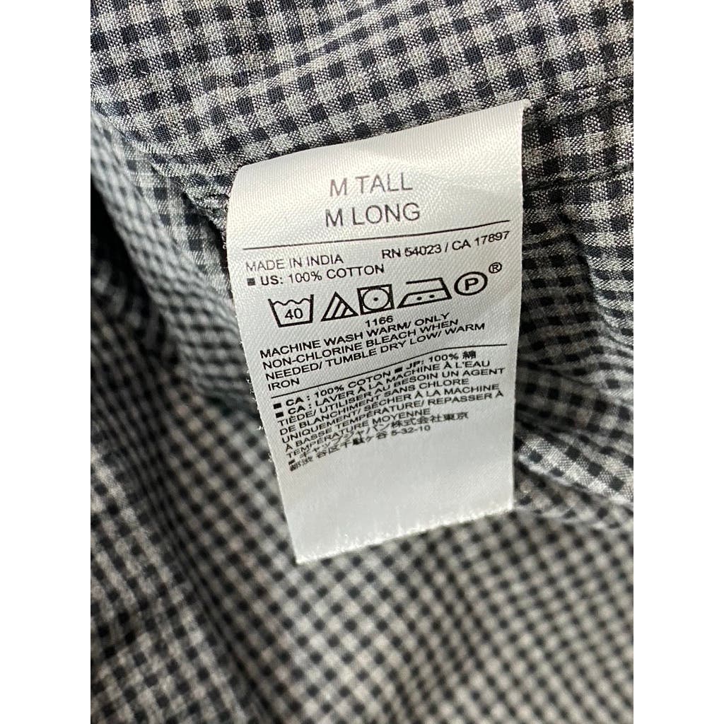 BANANA REPUBLIC Men's Tall Black Organic Untucked Button-Up Shirt SZ M/T