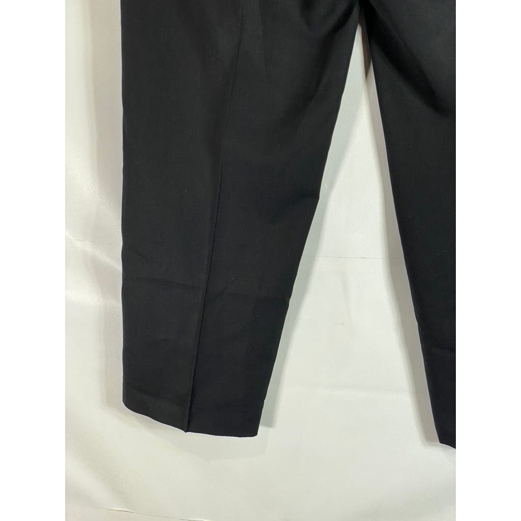 LANDS' END Men's True Black Traditional-Fit Pleated Wool Dress Pants SZ 36