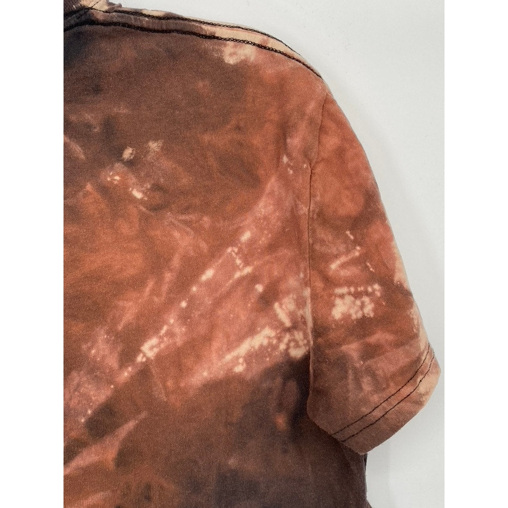 THE ROLLING STONES Unisex Adult Orange-Black Tie-Dye Band Graphic T-Shirt SZ L