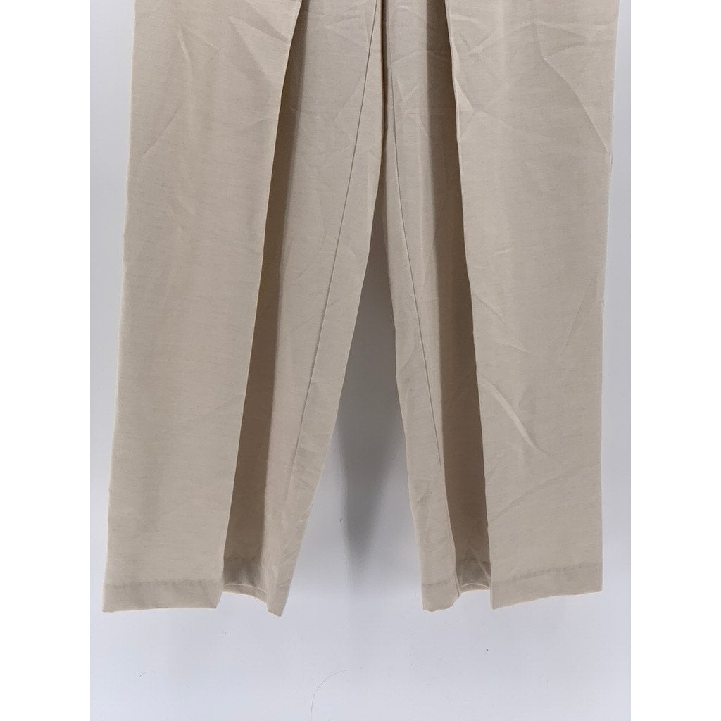EFFERVESCENCE Women's Beige Wool-Blend Layered Straight-Leg High-Rise Pant SZ M