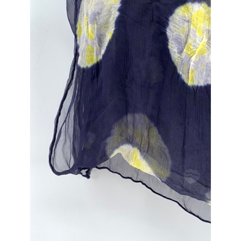 UNBRANDED Women’s Navy-Yellow Circle Sheer Scarf