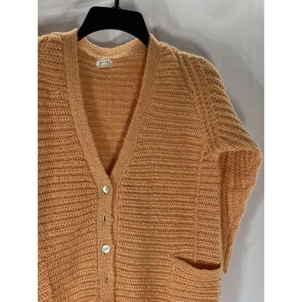 MORLEY Girls' Peach Knit V-Neck Relaxed Fit Button-Up Cardigan SZ 10
