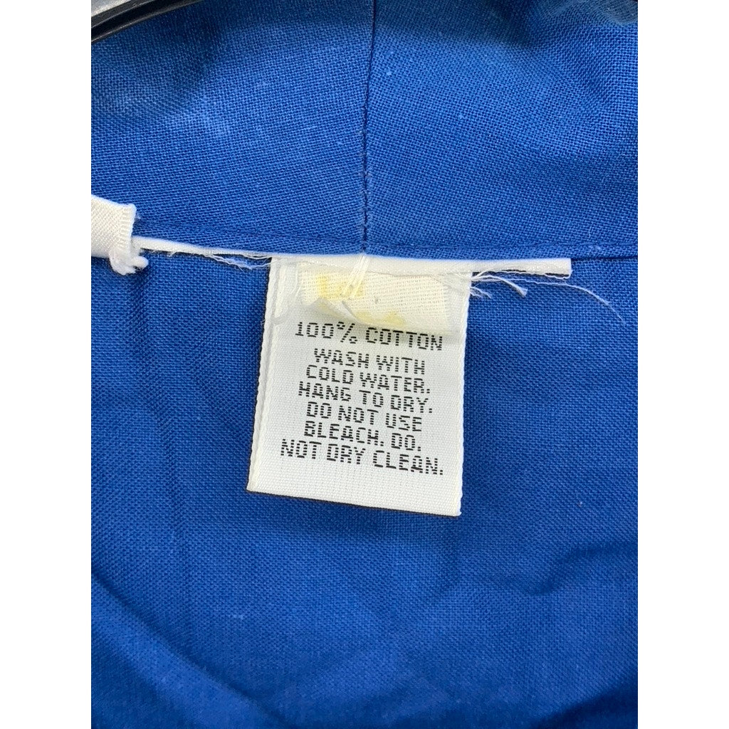 UNBRANDED Women's Vintage 80's Royal Blue Side-Button Long Puff Sleeve Dress SZM