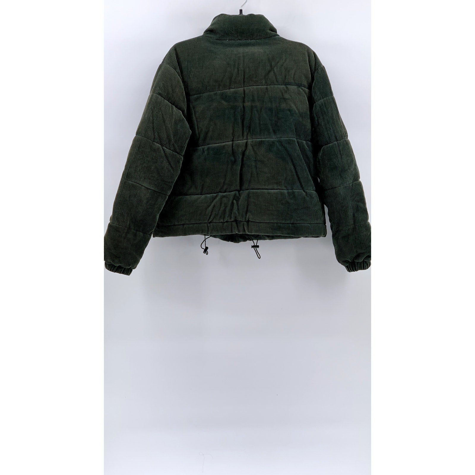 FOREVER 21 Women's Dark Green Corduroy Puffer Jacket SZ M
