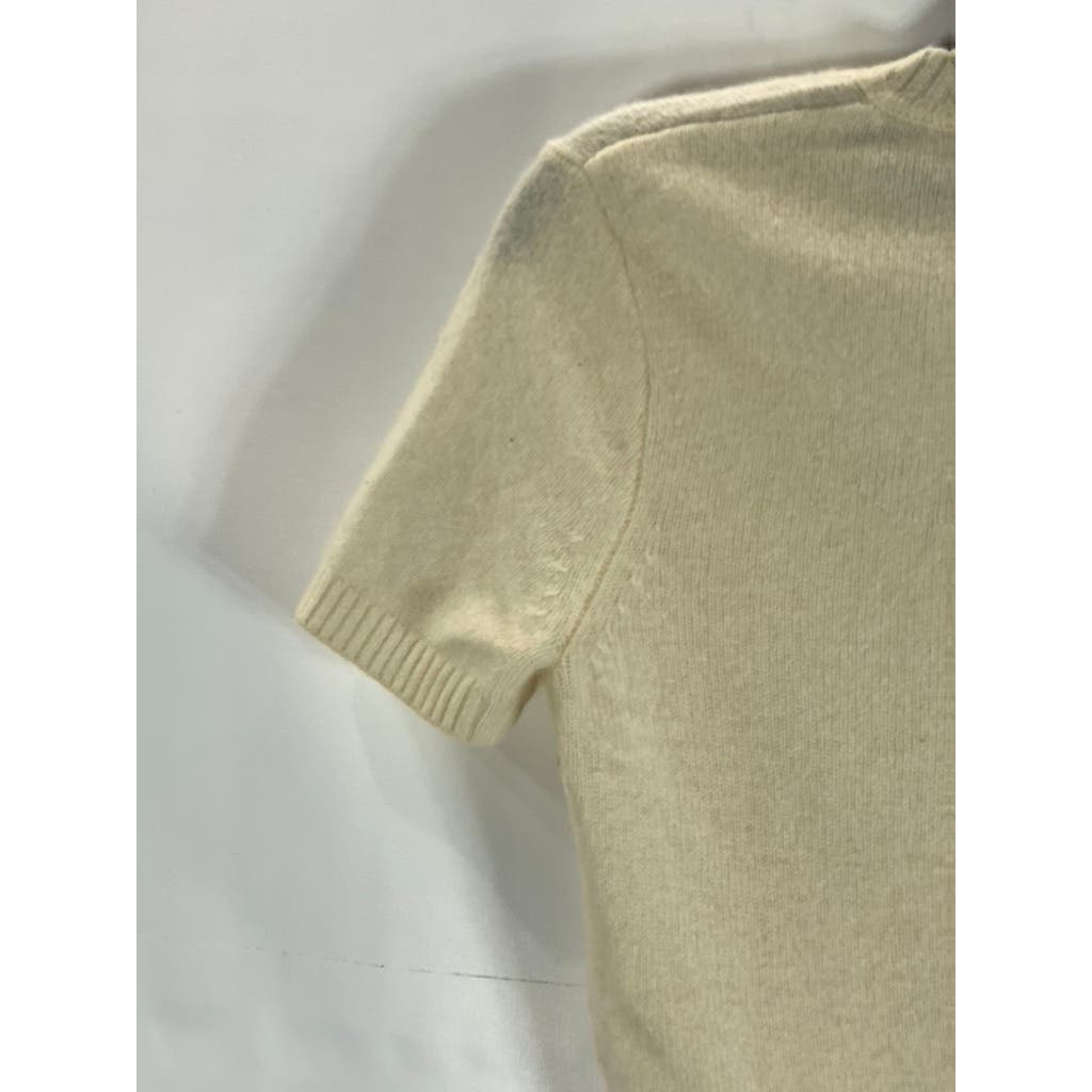 NAADAM Women's Beige Cashmere Crewneck Short Sleeve Pullover Crop Top SZ 2XS