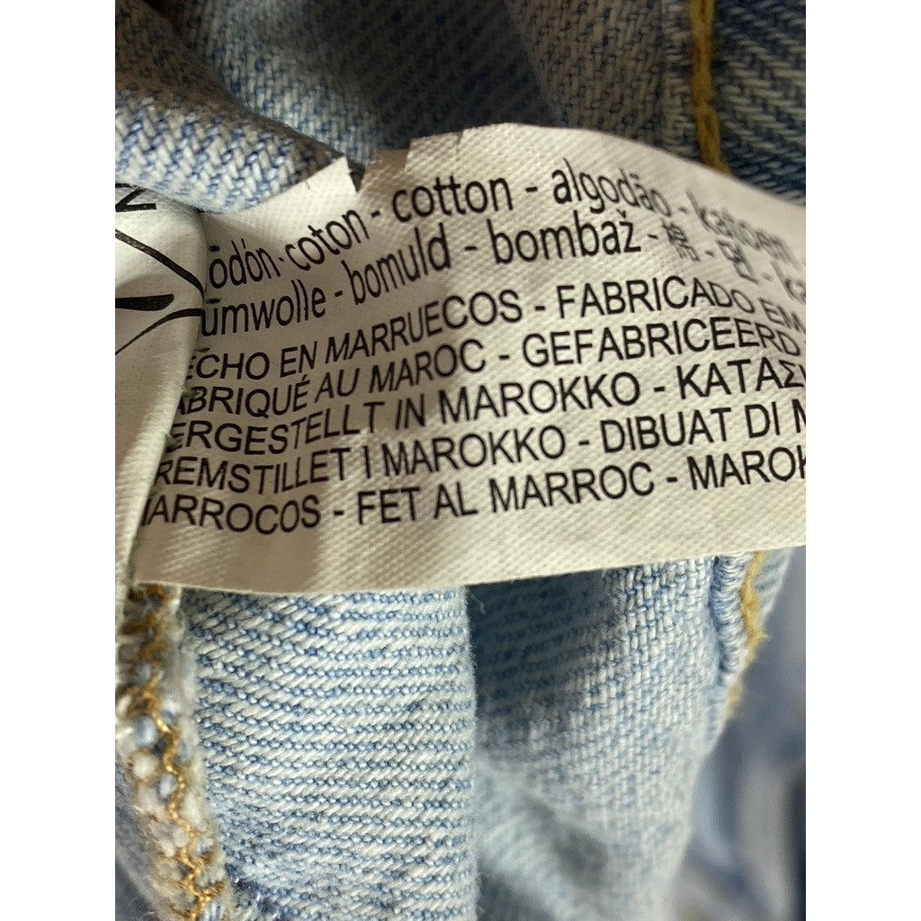 ZARA Girl's Light Blue Denim Basic Button-Up Distressed Jacket SZ 11/12