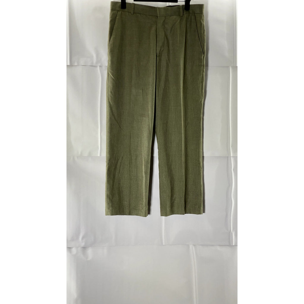 PERRY ELLIS Men's Tan Straight-Leg Flat Front Dress Pants SZ 29X30