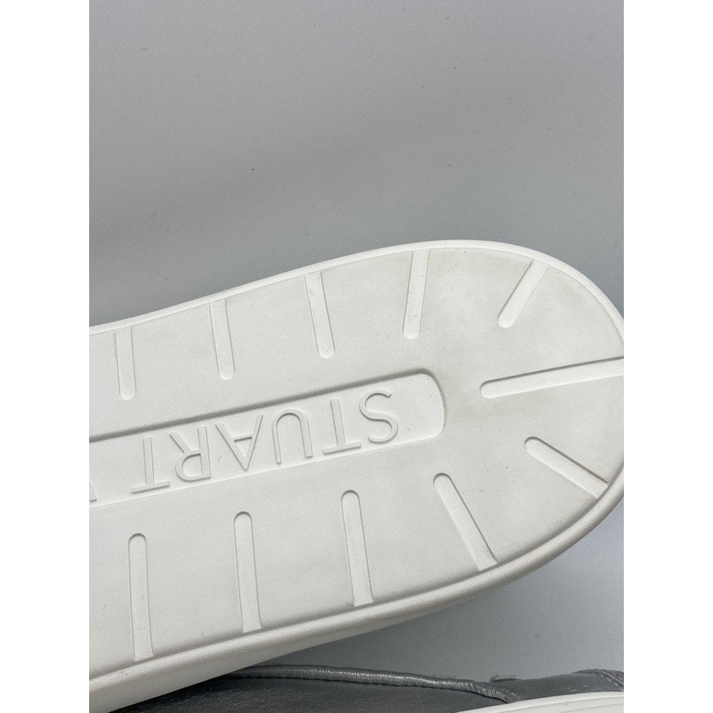 STUART WEITZMAN Women's Silver Skater Slip-On Flatform Mule Sneakers SZ 9.5