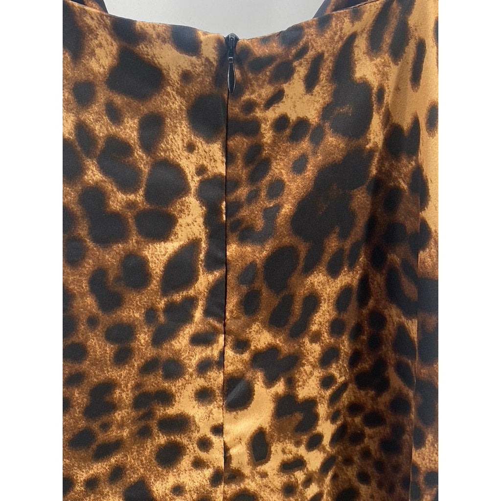 UNBRANDED Women's Animal Print Cowl-Neck Spaghetti Strap Mini Dress SZ M
