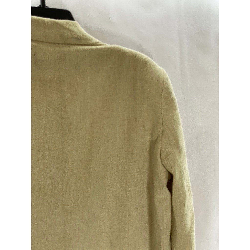 ZARA Women's Beige Textured Long Sleeve Open-Front Peak Lapel Blazer SZ M