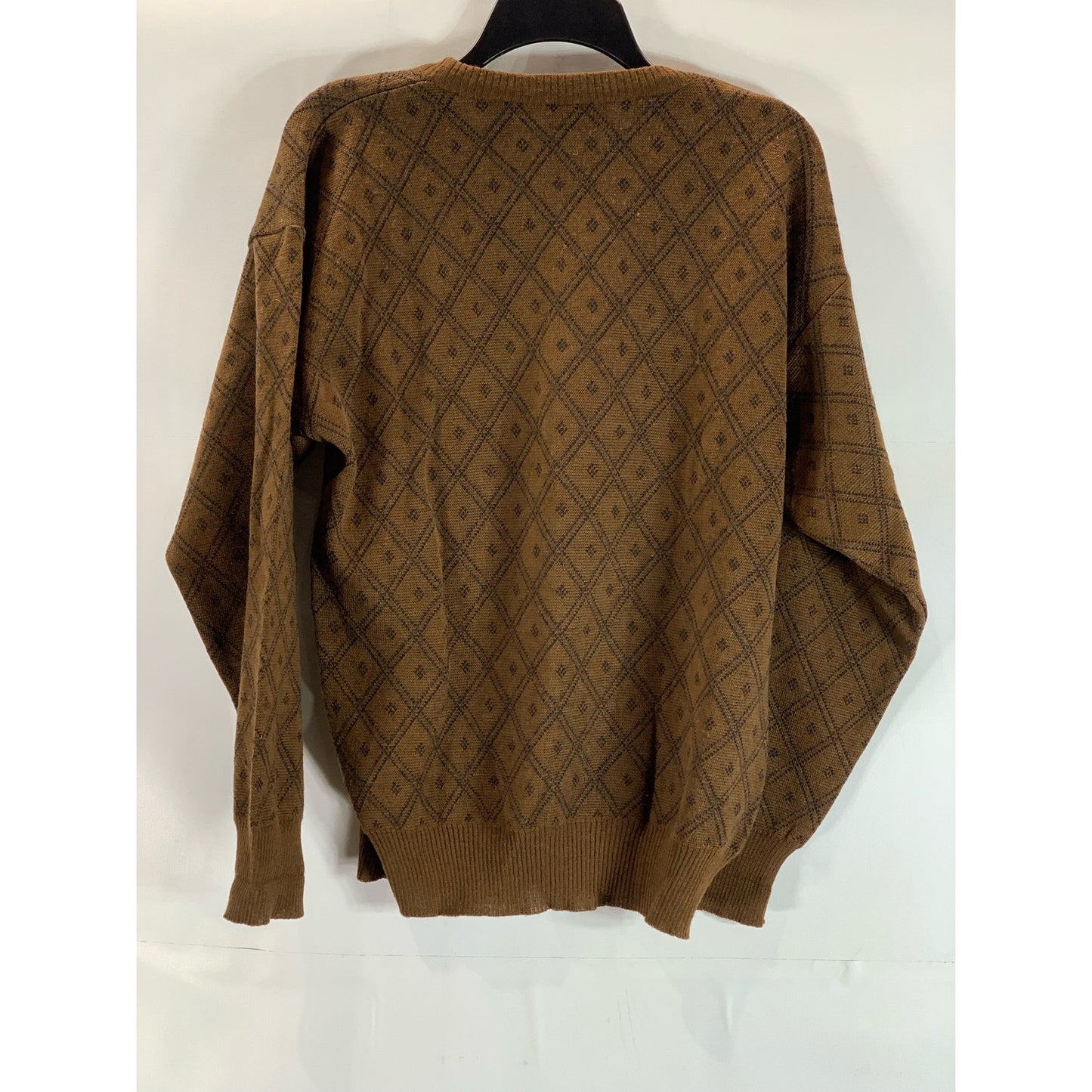 PETERBOROUGH ROW Men's Brown Virgin Wool Crewneck Knit Pullover Sweater SZ M