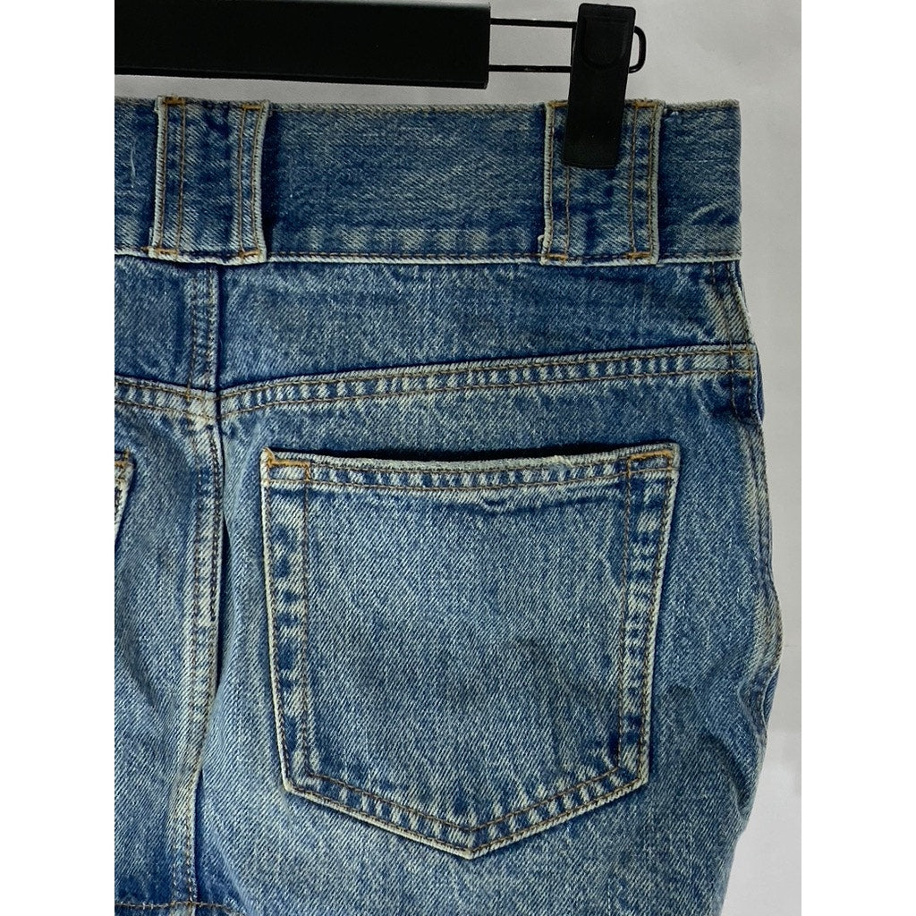 PULL&BEAR Women's Dark Blue Distressed Denim Mini Skirt SZ 0